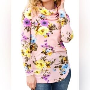 Red Lolly Floral Cowl Neck